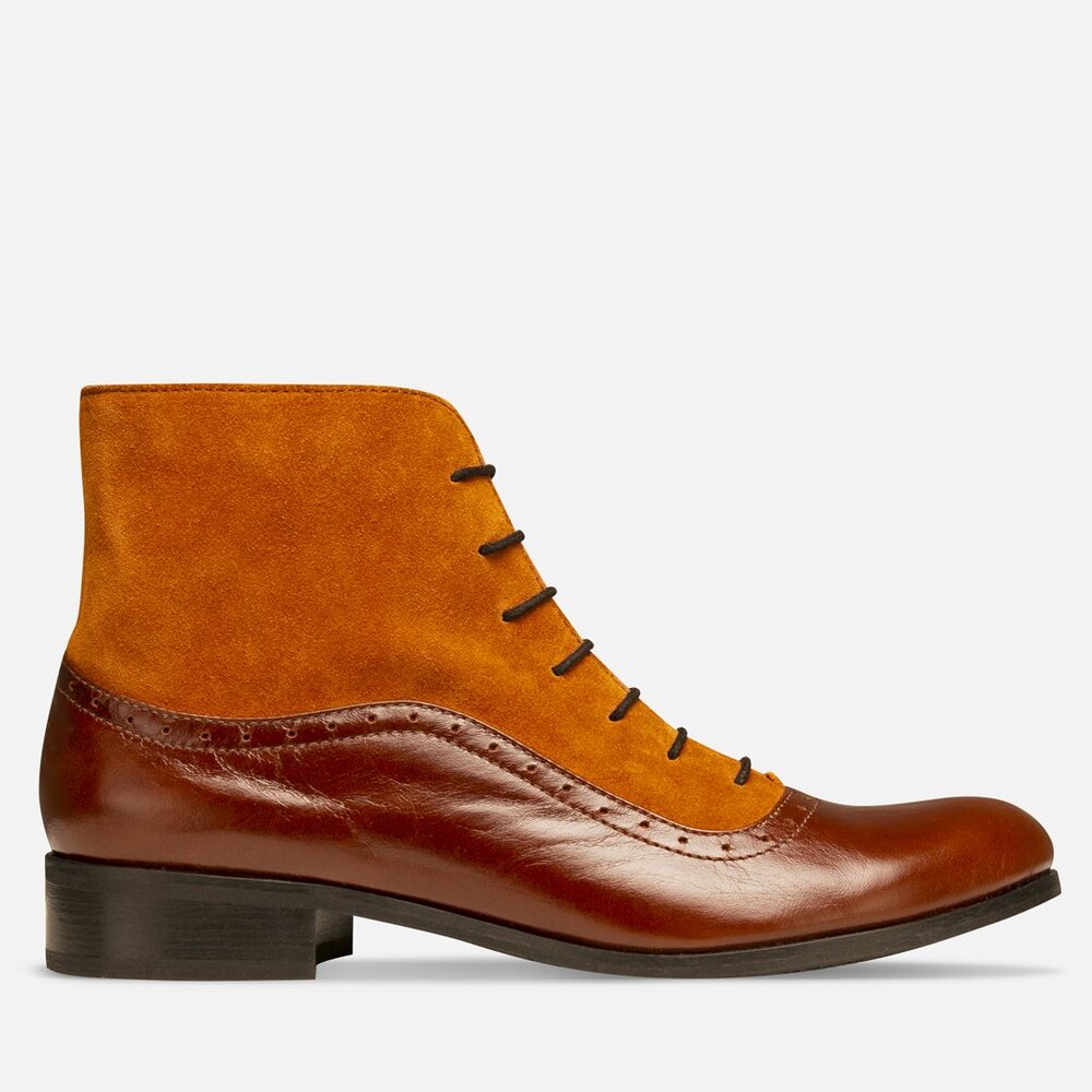 Women's Brown Leather Boots, Lace-up Ankle Boots, EU 36